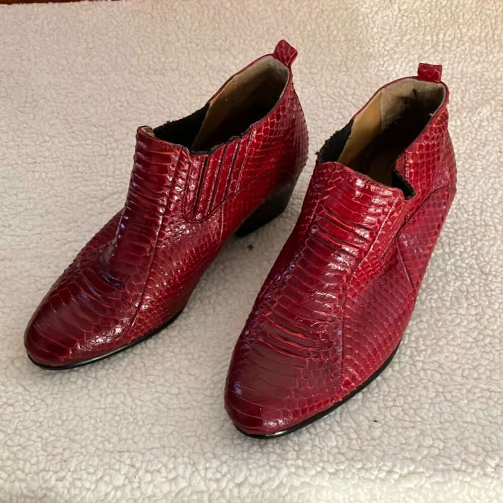 Giorgio Brutini Private Collection Mens 10M Red Snake Boots and Belt Buckle